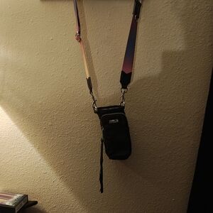 Black Crossbody Bag with Colorful Strap